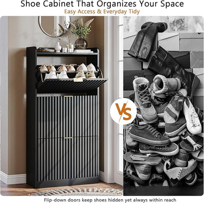 CHUWELL Fluted Shoe Cabinet Storage