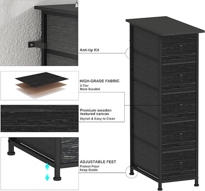 GiftGo Narrow Dresser Vertical Slim Dresser Chest of Drawers Skinny Storage