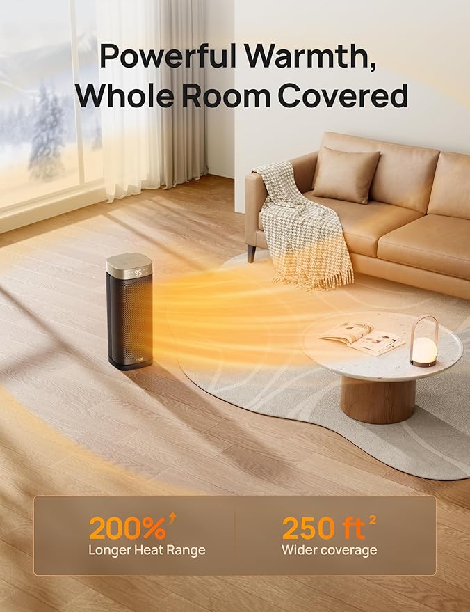 DREO Space Heaters for Indoor Use Large Room, 70 ° Oscillation, Fast Heating