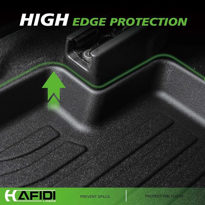Floor Mats Custom for Ford Ranger SuperCrew Cab 2019-2023 All Weather Protection TPE Heavy Duty Non-Slip Automotive Floor Liners Fits Front& 2nd Row Full Set Accessories, Black