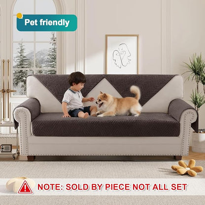 Turquoize Waterproof Couch Cover for Dogs Fuzzy Pet Couch Covers for Sofa Thick Dog Bed Cover Non-Slip Sofa Covers for 2 Cushion Couch Protector Slipcover Pet Friendly (Brown, 36" x 48")