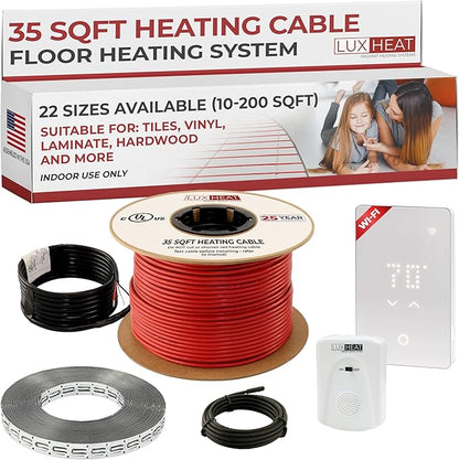 LuxHeat 35sqft Floor Heating Cable Kit - 120v Electric Radiant Floor Heating