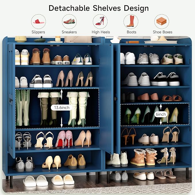 ONBRILL Shoe Cabinet with Cross Molding Doors, 6-Tier Shoe Storage Cabinet with