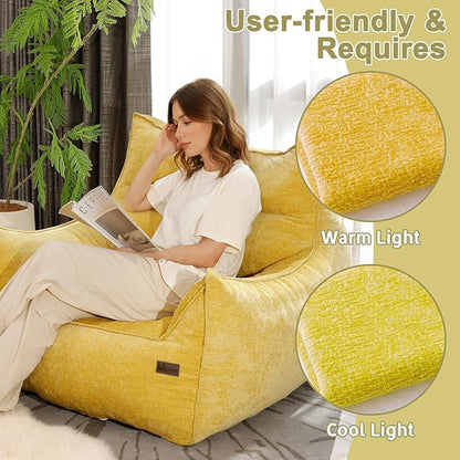 Giant Bean Bag Chair, Beanbag Chairs for Adults, Teens & Kids, Comfy Sofa Chair with Handle & Filling for Living Room, Reading & Gaming, Non-Slip(Yellow-XL)