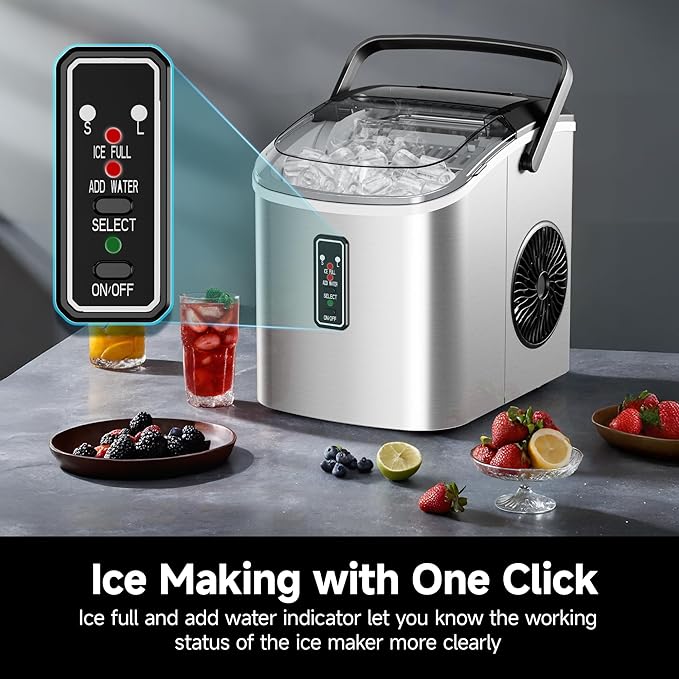 EUHOMY Ice Maker Countertop, 9 Cubes Ready in 6 Mins, Self-Cleaning, Portable