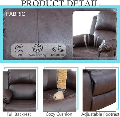 Caberryne Leather Recliner Sofa Set，Leather Reclining Couch for Living Room Furniture Sets，Brown Recliner Couch with 5 Recliners for Living Room/Office/Theater Seating(Sofa Set 3 Pieces)