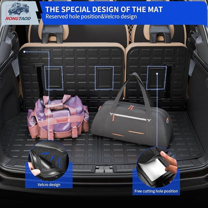 Rongtaod Cargo Mat Compatible with 2024 2025 2026 Chevrolet Traverse (NOT Limited) & GMC Acadia 2025 2026 Buick Enclave Trunk Liner Cargo Liner Chevy Traverse Accessories (Trunk Mat+Backrest Mats)