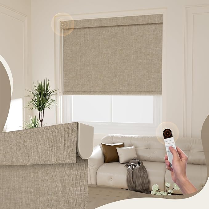 Boolegon Motorized 100% Blackout Roller Blinds