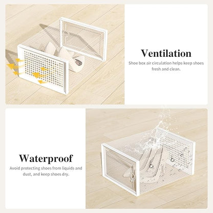 Kuject X-Large Shoe Storage Boxes Organizers Clear Plastic Stackable 12 Pack