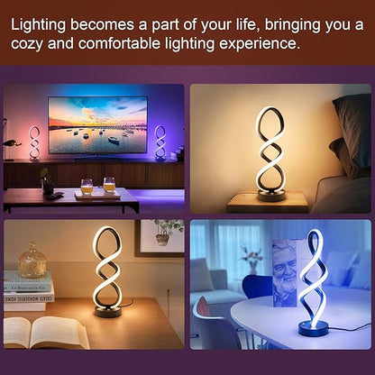 Modern Table Lamp, 7 Colors 10 Light Modes Spiral Design Table Lamp, Touch