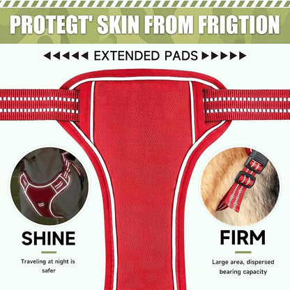 Service Dog Tactical Vest Harness and Leash Set Large Sized Dog Emotional Support- Tactical Dog Harness Training Collar with Name (Red, L)