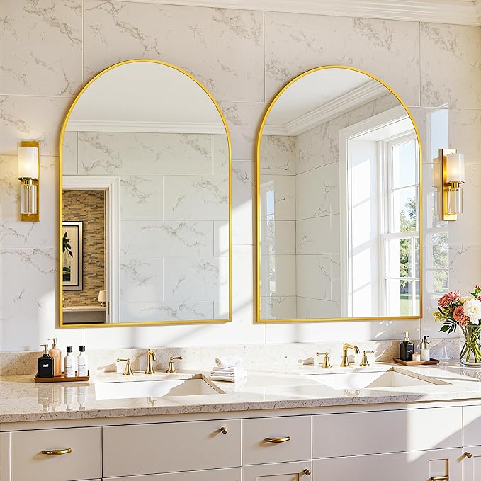 Arched Mirror 24"x36", Bathroom Mirror, Wall Mounted Vanity Mirror