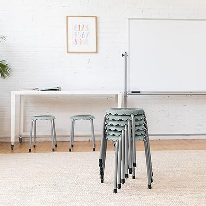 ECR4Kids Daisy Stackable Stool Set, Flexible Seating, Light Grey, 8-Piece