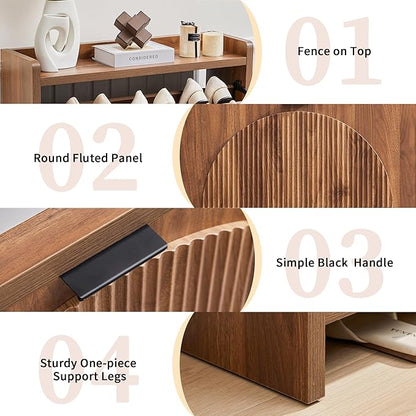Narrow Shoe Cabinet with 2 Flip Drawers