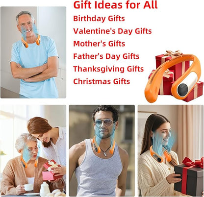 Portable Neck Fan, Personal Wearable Bladeless Fan, LED Display, 6000mAh USB