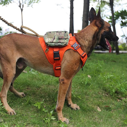 ICEFANG Tactical Dog Harness for Large Dogs,Reflective No Pull Dog Vest | with Control Handle,Adjustable,Front Hook,2 Leash Clips,Soft Padded,MOLLE Panel,Orange,Large