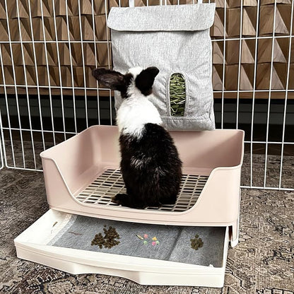 Large Rabbit Litter Box Bunny Litter Box, Potty Training for Rabbits Litter Pan with Drawer, Rabbit Bedding Toilet for Adult Guinea Pig, Ferret, Bunny and Other Animals (Brown)