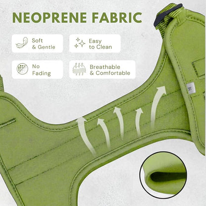 No Pull Dog Harness and Leash Set 3-in-1 Adjustable Anti Pull Dog Harness with Hands-Free Matching Leash,Poop Bag Holder,Easy Walk Dog Harness Small Sized Dog(Olive Green)