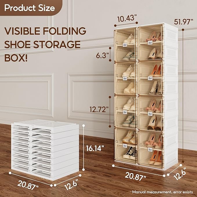 ANTBOX Shoe Organizer Storage Box, Portable Folding Shoe Rack