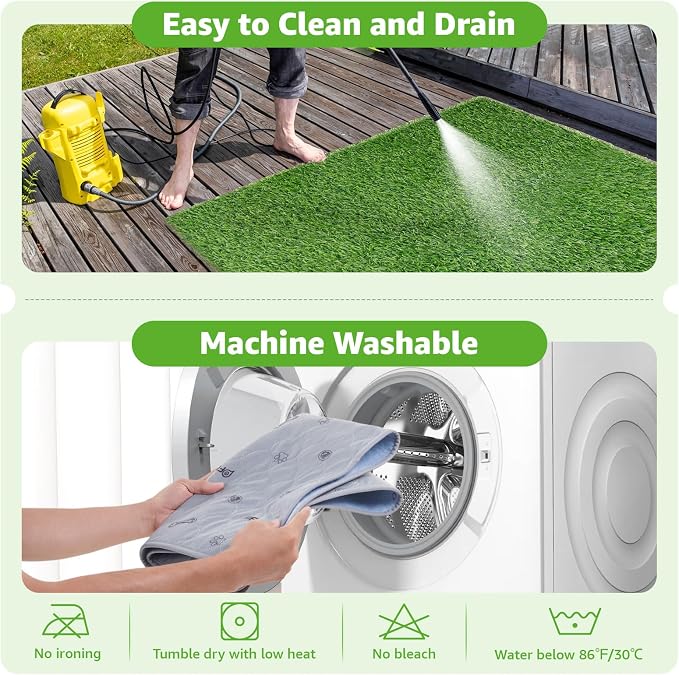 Dog Grass Pad with Tray, 18x30 Dog Litter Box for Patio Balcony Apartment | Floral，Grass Mat with Pad, Artificial Turf Grass, Puppy Indoor Outddor Potty Training, Washable Reusable, Leakproof, Pee On