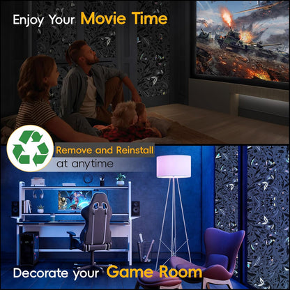 Total Blackout Window Privacy Film Decorative Static Cling with Tools, Room Darkening Window Tint for Home, Black Out Window Cover Replacement Window Curtains Window Blinds,45.2" by 78.74"