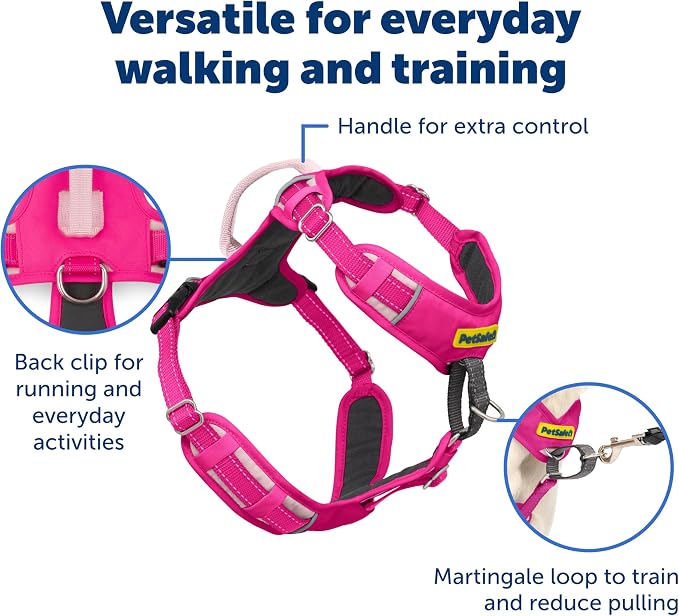 PetSafe Easy Walk Comfort No Pull Dog Harness, Pink, Small | Stops Pulling on First Use with Front Martingale Loop, Full-Body Padding, 5-Point Adjustable Fit