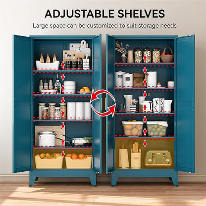 COFaR 71" Pantry Cabinet in Peacock Blue, 5-Tier Storage