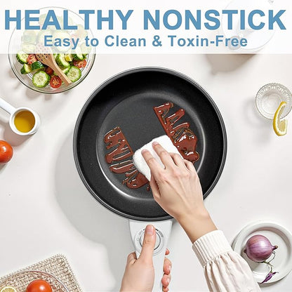Dezin Hot Pot Electric with Steamer Upgraded, Non-Stick Sauté Pan, Rapid