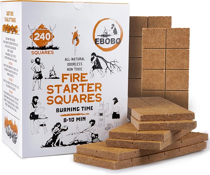 240 pcs Fire Starter Cubes – Natural Wax-Based, Odorless & Non-Toxic – Quick