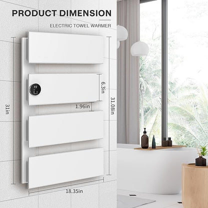 K&KALONZO Electric Towel Warmer, 18.35" W x 31" H Wall-Mounted Towel Heater