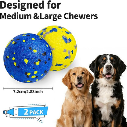 Dog Balls Tennis Ball Toys 2 Pack Dog Toys for Aggressive Chewers Indestructible Durable Teething Chew Bouncy Safe Balls Dogs Floating for Water Toy Fetch Pet Ball for Large Medium Dogs(Blue+Yellow)