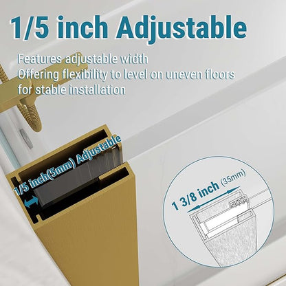 Sunrosa 32"×76" Shower Glass Panel, 8mm Thick Shower Screen, Brushed Gold
