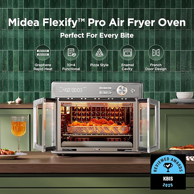 Midea Flexify Pro 10+4 Toaster Oven Air Fryer Combo, Graphene Juicy-Lock Cooking