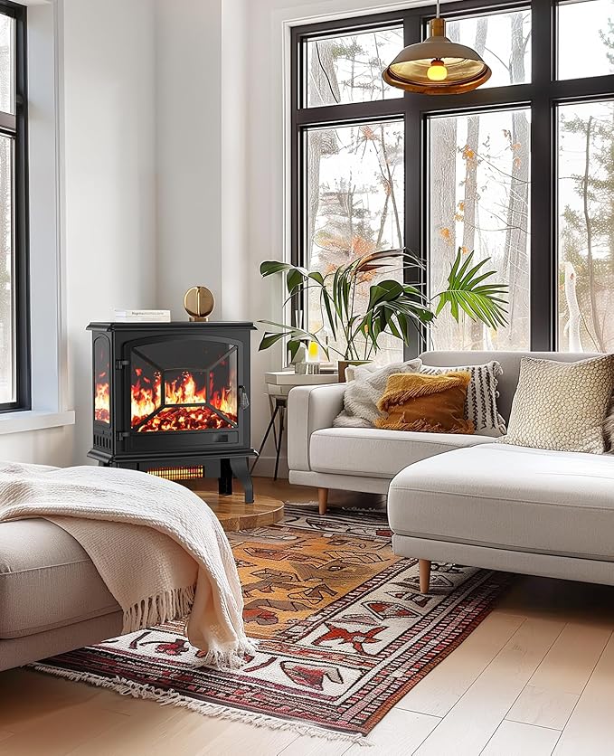 Silonn Electric Fireplace Heater, Quick Heating Portable Fireplace