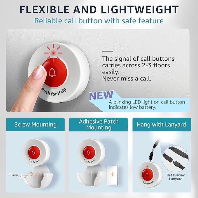 Caregiver Pager Call Button Wireless Call Bell Alert Buttons