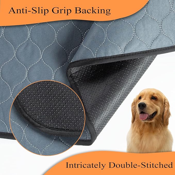 Bunlitent Reusable Pee Pads for Dogs, 5 Pack, 30"x34", Reusable Puppy Pads | Grey, Reusable, Fast Absorbent, Waterproof, Non-Slip, For Whelping, Training, Incontinence, For Dog Playpen, Crate, Car
