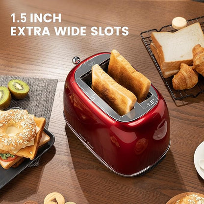 Roter Mond 2 Slice Toaster Retro Stainless Steel