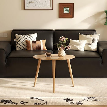 Vadisun Small Oval Coffee Table, 25.6" Mid Century Modern End Table for Living Room, 100% Solid Oak Wood Center Table, Side Table (Original Wood Color, 25.59''Wx17.51''Dx19.68''H)