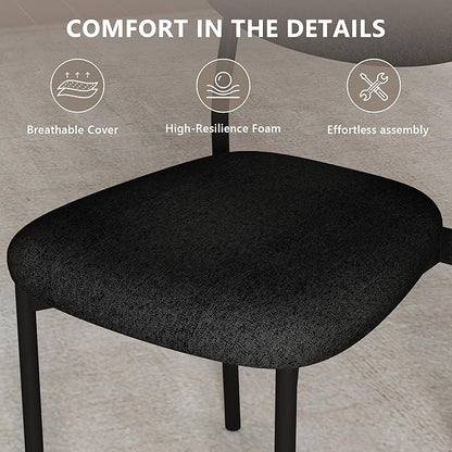 Einhomn Upholstered Dining Chairs Set of 6, Stackable Modern Dining Room Chairs, Kitchen Chairs w/Soft Velvet Backrest & Sturdy Metal Legs for Restaurant, Living Room, Black