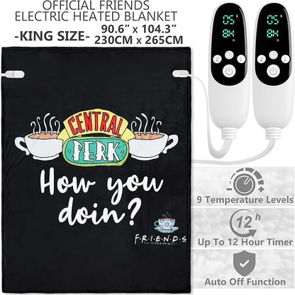 Friends TV Show Heated Blanket Electric, King Size Luxurious Fleece Weighted