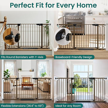 Cumbor Extra Wide Baby Gate, 36.6-69" Walk-Through Dog Gate