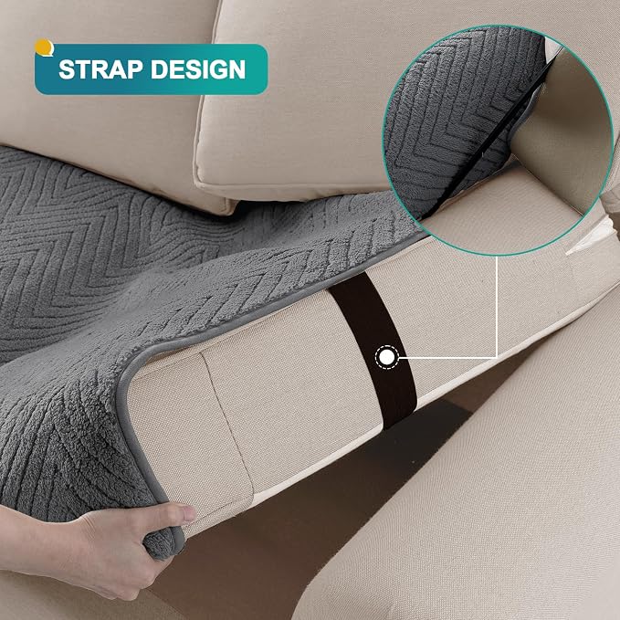 Turquoize Waterproof Couch Cover for Dogs Fuzzy Pet Couch Covers for Sofa Thick Dog Bed Cover Non-Slip Sofa Covers for 3 Cushion Couch Protector Slipcover Pet Friendly (Grey, 36" x 63")