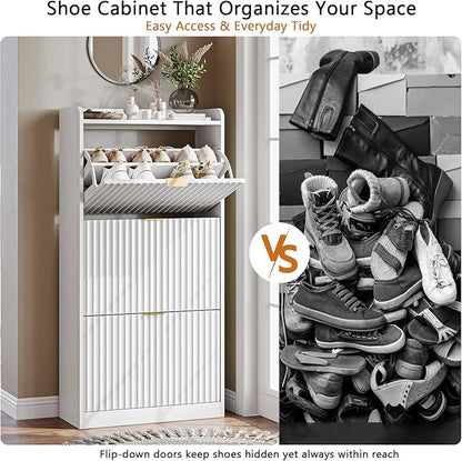 CHUWELL Fluted Shoe Cabinet Storage