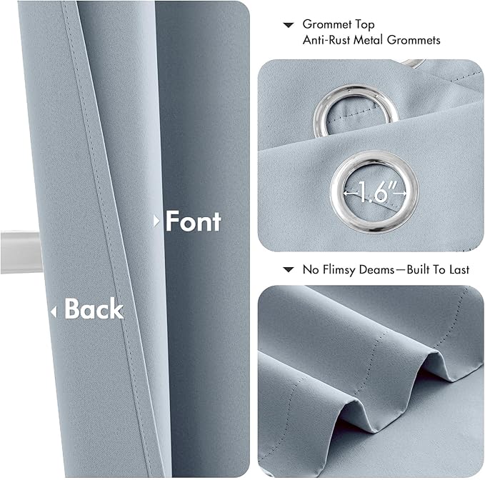 MIULEE Light Blue Blackout Curtains