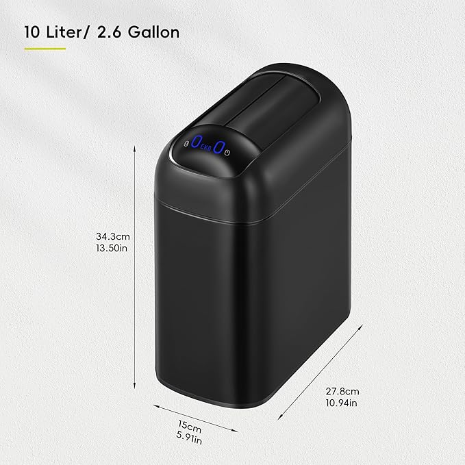 EKO Astro Slim Sensor Trash Can, 10L / 2.6 Gallon Touchless Garbage Bin