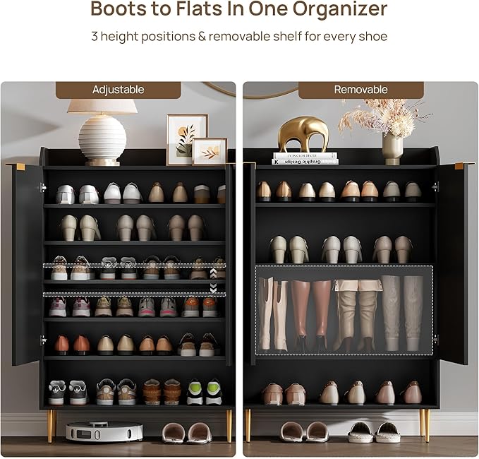 SICOTAS Shoe Cabinet with Fluted Doors