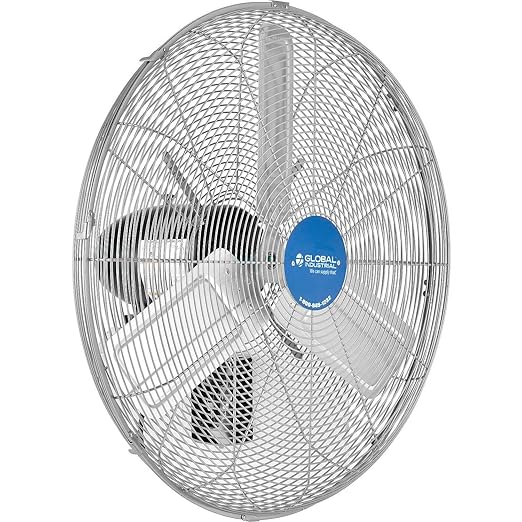 Global Industrial Deluxe Wall Mount Fan, Fixed and Oscillating Head, 3 Speed
