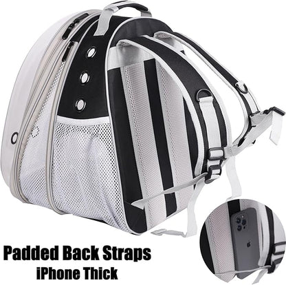 Dual Expandable Cat Backpack with Bubble Dome, Large Cat Carrier Space Capsule Clear Window, Fits up to 20 Pounds Fat Cat, Small Puppy and Bunny, Pet Travel Vet Bag
