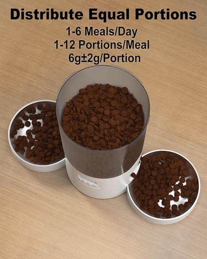 Automatic Cat Feeder for 2 Cats, 4.2L Dual Food Dispenser, Portion Control