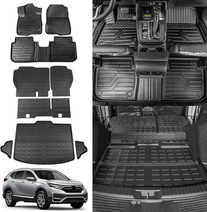 Rongtaod Floor Mats Compatible with 2023 2024 2025 2026 Honda CRV Trunk Liner Cargo Liner Cargo Mat Back Seat Cover Protector CR-V Accessories (Fit Lower Deck,Backrest Mats+Trunk Mat+Floor Mats)